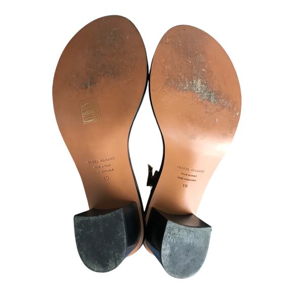 Isabel Marant Jaeryn Grommet Sandals Womens Sz 10 Brn Leather Studded block heel - Picture 7 of 7